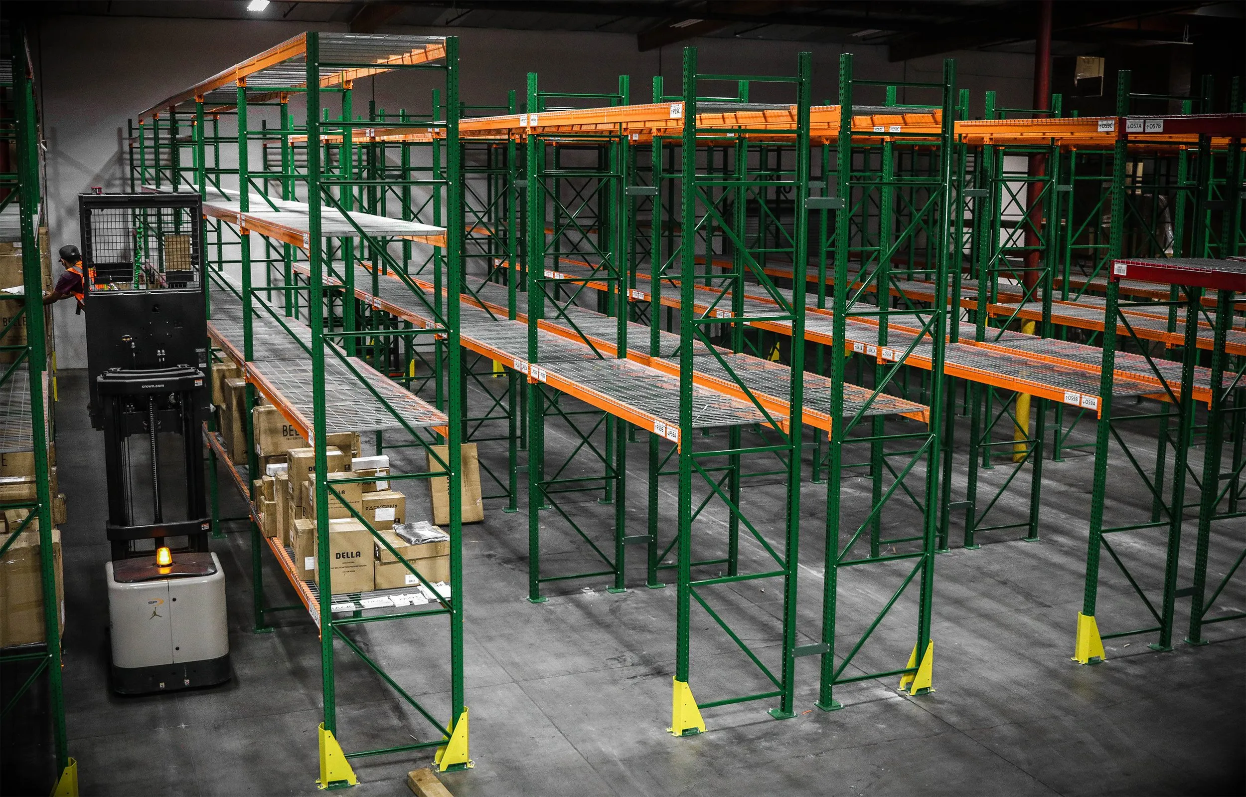 pallet racking system on a warehouse